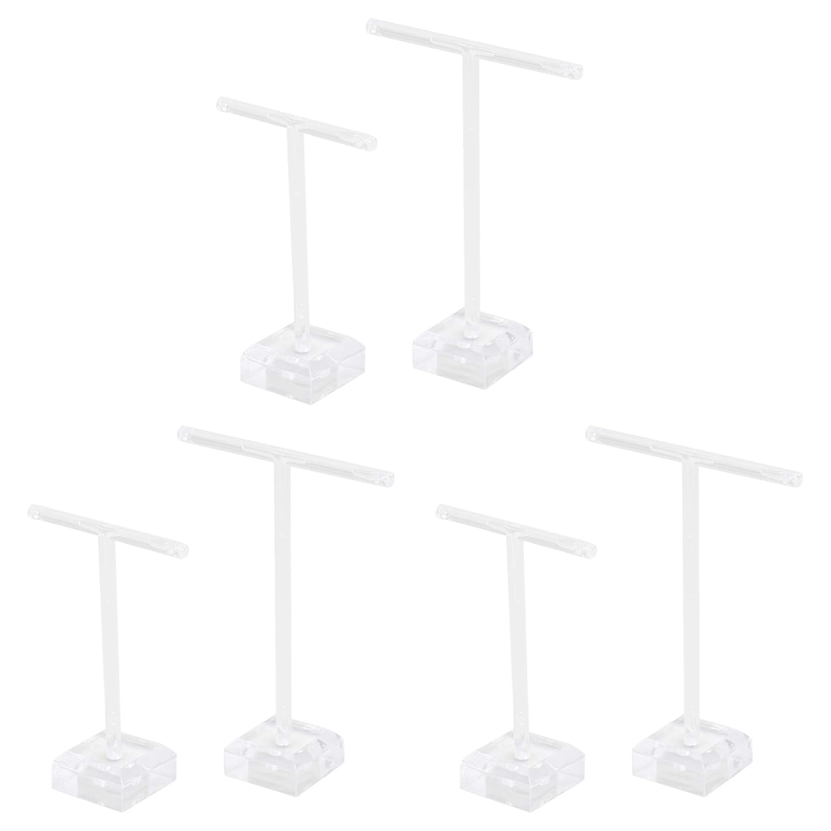 Vjsujehgy 6Pcs Acrylic Earring Holders T-Bar Jewelry Display Stand Tree Necklace Earrings Bracelet Holder