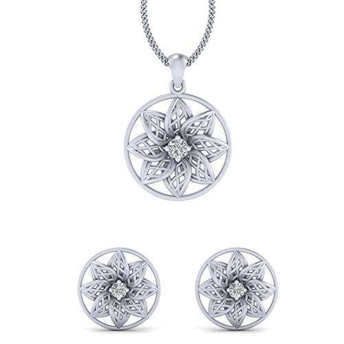 Juego de colgante y pendientes de plata 925 con diamante floral el regalo ideal de joyería