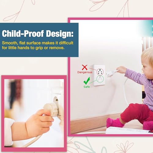 Image of Safe-O-Kid Baby Safety Socket Covers (Set of 5) 4 Standard & 1 Power Plug Covers for Baby Proofing Electrical Outlets | Child Proof Electric Socket Protector & Dummy Plug Guards for Kids - White