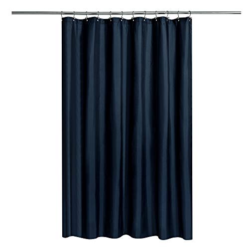 Image of N&Y HOME Fabric Shower Curtain or Liner with Magnets, Navy | Hotel Quality, Machine Washable, Water Repellent, Standard Size