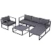 Produktbild Outsunny 6-TLG. Gartenset Gartengarnitur Gartensofaset Sitzgruppe Gartenmöbel Aluminium + Polyester + Hartglas Grau mit Kissen für 45 Personen