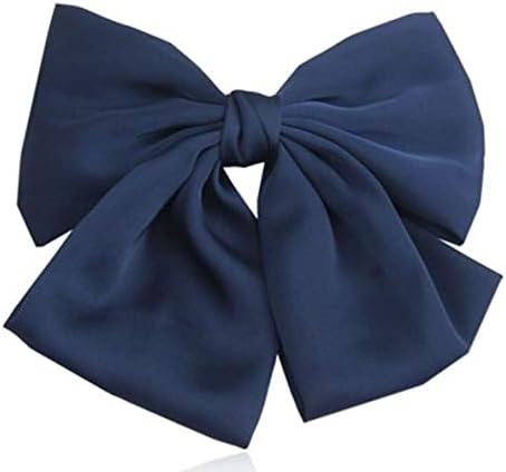 Amazon 大きめ リボン バレッタ ヘアアクセサリー バレッタ シフォン 大 大きめ 結婚式 髪留め 髪飾り 着物 浴衣 袴 卒園式 シンプル 洋 和 人気 クリップ ネイビー バレッタ クリップ 通販