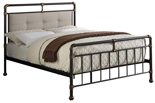 Oxford Brown Metal and Fabric Bed Frame - Double / King - Industrial Scaffold Style (King 5ft) steampunk buy now online