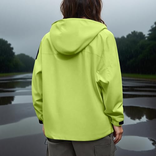 Rain Jacket for Women Waterproof Outdoor Active Lightweight Jacket Long Sleeve Hooded Rain Coat with Pockets4