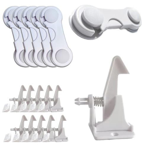 Set of Child Safety Locks for Any Furniture 5 Pieces of External Locks for Doors and 10 Pieces of Secret Locks for Drawers and Doors of All Types
