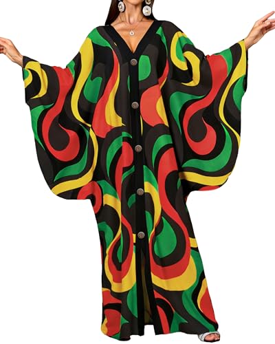 Robe caftan de plage verte pour femme Bsubseach en taille unique