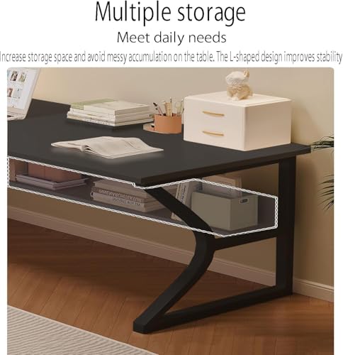 Image of Klaxon Wood and Metal Study Table with Open Shelf, 150 cm Computer Desk and Writing Table for Home Office and Students, Engineered Wood Top with Metal Frame, 1 Year Warranty, (Arko Black Ins)