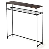 スチールラック「ルミナス」の新提案 棚位置が調整できるコンソールテーブル 2段 幅80.5×奥行21.0×高さ79.5cm ブラック C12-C802BK 幅80 スチール×木製 棚付き 可動棚 収納 飾り棚 玄関 リビング おしゃれ カスタマイズ対応 Luminous