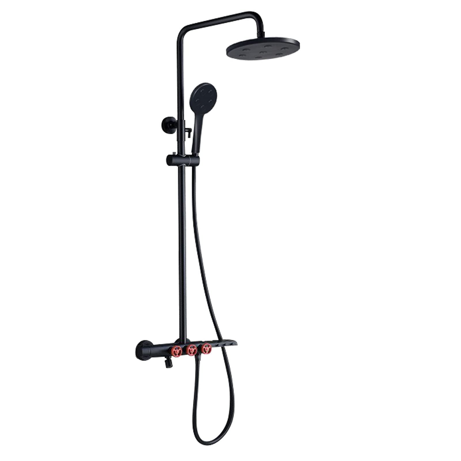 CWCQGH Shower System Black, Industrial Style Exposed Shower Faucet Set, 8 Inch Rain Shower Head with Hand Shower, Bathtub Shower Mixer Tap