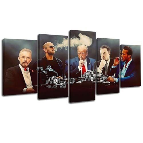 Donald Trump Andrew Tate, Tristan Tate, Jordan Peterson And Elon Musks Celebrity Posters Canvas Art Poster And Wall Art Picture Print Modern Family Bedroom Decor Posters 60(W) x30(H)