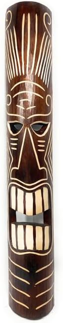 Winner Tiki Mask 40" - Tattoo Face Brown hand Carved | #bag15063100