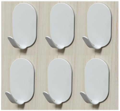 Menylon Ganchos blancos para pegar, paquete de 6 unidades, de acero inoxidable autoadhesivos, sin clavos, ganchos de pared adhesivos y extra fuertes para cocina, baño, puerta, sombrero, abrigo, ropa