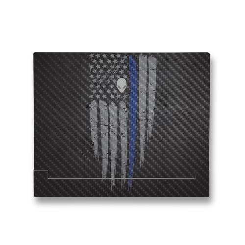 Image of MightySkins Carbon Fiber Skin Compatible With Alienware X14 R2 (2023) Full Wrap Kit - Thin Blue Line | Protective Durable Textured Carbon Fiber Finish | Easy To Apply & Change Styles | Made in the USA