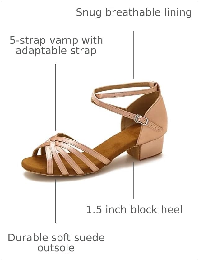 Image of Yokala Ballroom Latin Salsa Dance Shoes Women Low Heel Practice Dancing Sandals for Social Dance Beginner S04