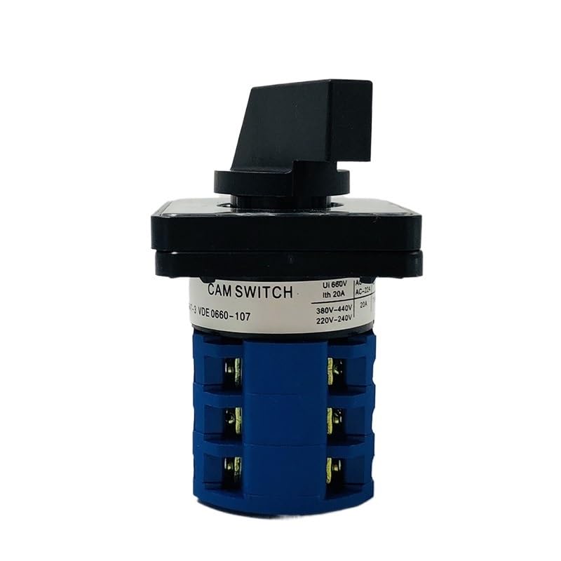 20/3 Rotary Switch 6 Position 690V 20A 3 Poles Universal Changeover Cam Main Switches Silver Circuit Control