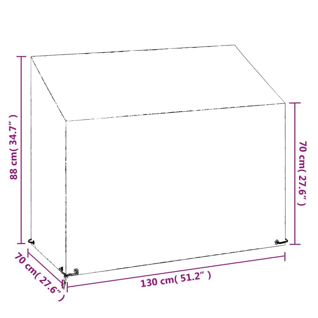 Gartenbank Schutzhülle 130x70x70/88 cm UV-beständig Wasserfest Staubschutz für Sitzecke Balkon Terrasse Outdoor wetterfest mit 8 Ösen und Befestigungsseil für Schutz vor Regen Schnee und