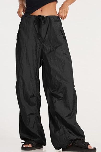 AUTOMET Cargo Pants Women Baggy y2k Pants Drawstring Parachute Pants Low Waist Hippie Pants Casual Loose Street Wear Outdoor : Amazon.ca: Clothing,
