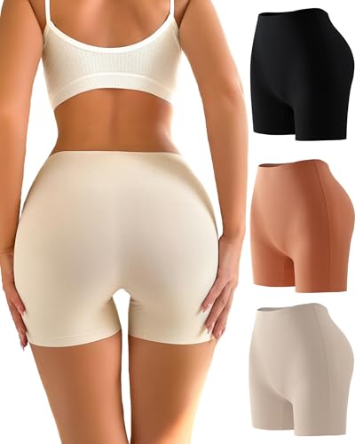 ALL OF ME Pack de 3 calzoncillos tipo bóxer sin costuras para mujer, cintura alta, ropa interior, suaves, sin costuras, varios paquetes S-XL, A-3er, M