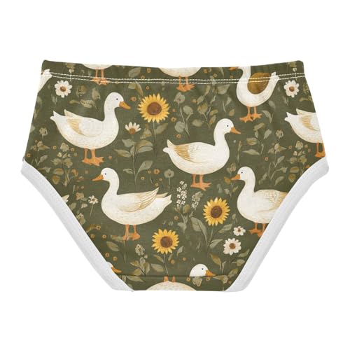 Wusikd White Ducks Girls' Underwear Cotton Sunflowers Green Girls Briefs Soft Toddler Underwear 2T2