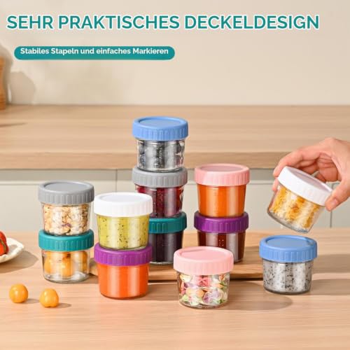 Dehov 6 Stück Babynahrung behälter, 4 oz Glas Babybrei Einfrieren Behälter – Ansicht 5