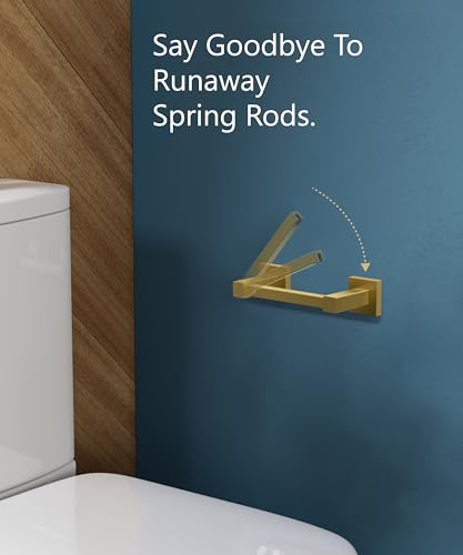 Image of FORIOUS Toilet Paper Holder Wall Mount, Stainless Steel Rustproof Double Post Pivoting Tissue Roll Holder for Bathroom, Commercial Toilet Paper Dispenser (Brushed Gold, Square)