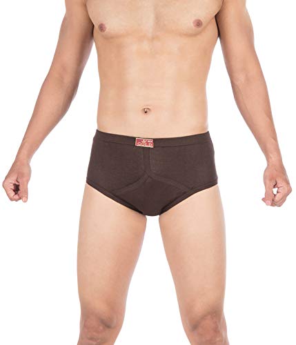VIPMen's Cotton Solid Briefs (Pack of 4) (GOLDCBROWN_100_Brown