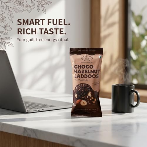 Image of Healthy Treat Premium Hazelnut Chocolate Laddoos | Sugar-Free Energy Balls | High Protein Dry Fruit Laddu | Natural & Gluten-Free | No Added Sugar | (Pack of 5-40gm each)