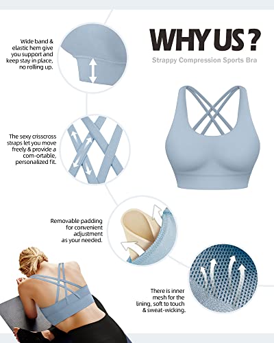 Image of Ama Larsi High Impact Strappy Sports Bra for Women | Padded Crisscross Back Supportive Running Yoga Workout Gym