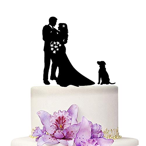 YAMI COCU Wedding Cake Topper Bride and Groom Mr Mrs With Dog Wedding