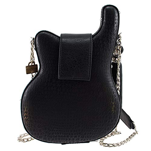 Mary Frances Greatest Hits Beaded Crossbody Guitar Handbag, Black-White2