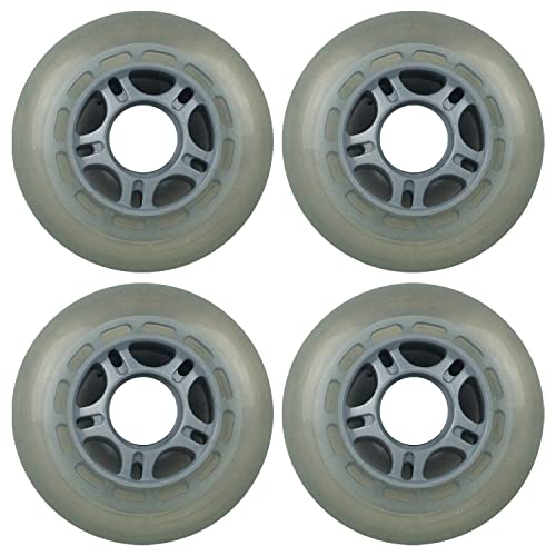Player's Choice Inline Skate Wheels Multi Use 76mm 82A Clear Silver Outdoor (4 Wheels)