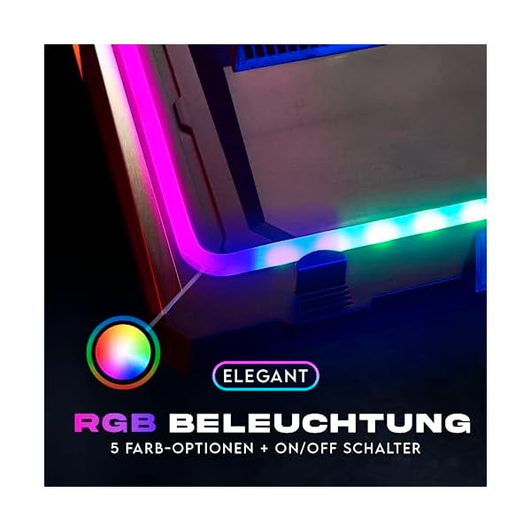 KLIM Mistral Laptop Kühler - NEU 2024 - Leistungsstarker Turbo-Ventilator (4500 U/min) - Gummiring Dichtung für maximale Leistung - Vermeide Überhitzung und schütze Dein Gaming Notebook - 15-17 Zoll – Bild 5