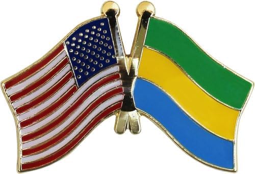 USA and Gabon Flag Die-struck Metal Friendship Lapel Pin with Butterfly Clasp Closure - Image 2