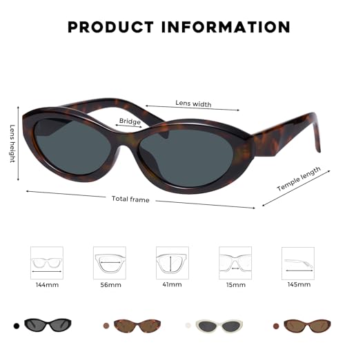 Image of mosanana Oval Cat Eye Sunglasses for Women Retro Y2K Style MS52372 | Geometric Stylish Temples, UV400 Protection, Designed for Daily Outfits, Travel and Fashion Looks