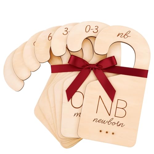 Image of Baby Clothes Dividers for Closet – Wood Size Dividers for Newborn to 24 Months, Nursery Organizer, Large 1in Letter Size (Set of 7)