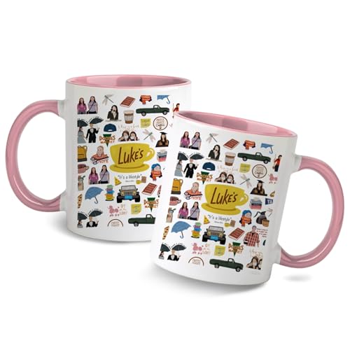 Gilmore Kaffeebecher 350ml Zweifarbige Kaffeetasse Gilmore Girls Merch Fanartikel Geschenke für Gilmore-Fans Maschinenfester Keramik Tasse Kaffee Tasse Geschenk für Freundin Frau & Familie