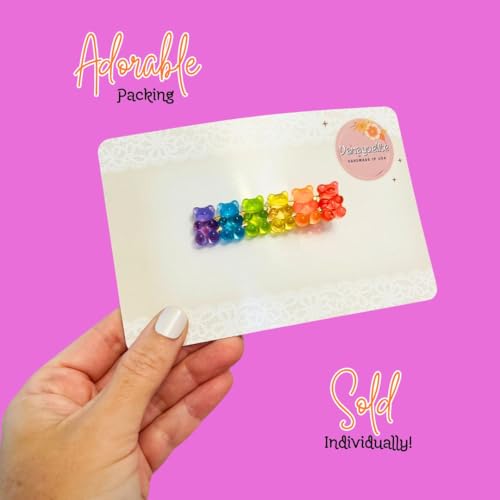 Rainbow Gummy Bears Resin Hair Clips, Toddlers and girls Rainbow hair Barrettes, Hair Accessories handmade in USA2