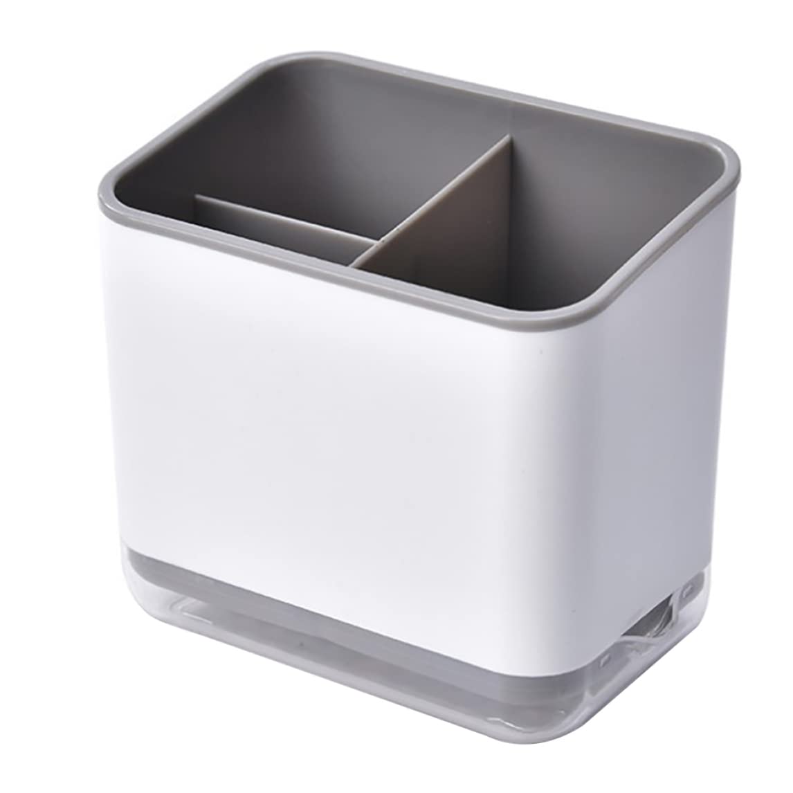 Licsaliwe Gray Cutlery Sink Caddy Plastic Double Layer Drain Rack For Spoon Fork Chopstick Kitchen Storage