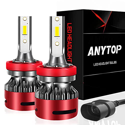 ANYTOP H11/H8/H9 LED Headlight Bulbs Low Beam, 80W 6000K 12000LM Diamond White Headlamp Conversion Kit for Car Truck SUV IP67 Waterproof, 2 Pack