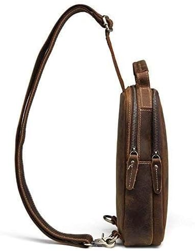 Hebetag Vintage Leather Sling Bag Handbag for Men Women Outdoor Travel Hiking Camping Shoulder Backpack - Image 4