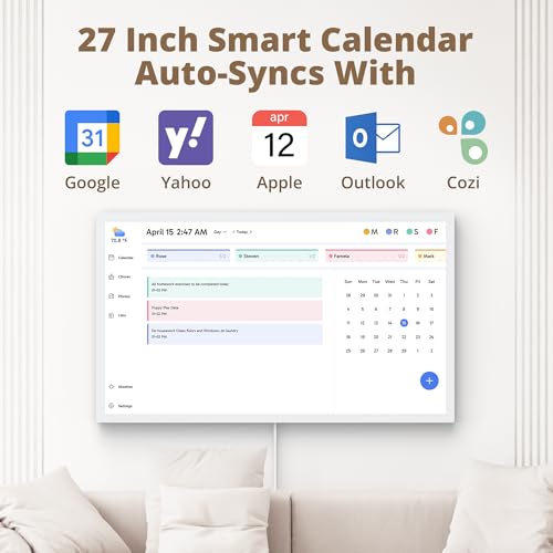 Image of Dragon Touch 27 inch Digital Calendar Chore Chart - 1080P Full HD Interactive Touchscreen, Smart Family Planner, Hearth Display Digital Calendar Wall & Desk Mountable for Seamless Scheduling