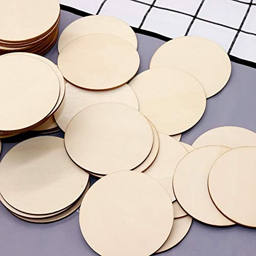 80Pcs Unfinished Wood Circle 3 Inch Wooden Circles For Crafts For Wooden Coasters, Diy Crafts And Home Decoration Blank Wood Slices Children And Students Diy Props Circle Canvas #TOP6