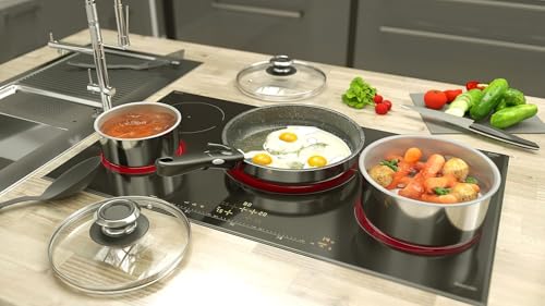 Backen 191107, Set de Casseroles 16,18,20cm, Inox, 7 Pièces, Induction,1 poignée amovible, 3 Couvercles Hermétiques, Compatible lave-vaisselle, Revêtement antiadhésif, Garantie 5 ans - immagine 3