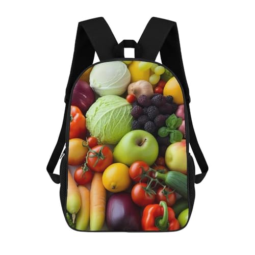 Sac à dos ordinateur portable étanche et léger pour homme et femme motif fruits et légumes