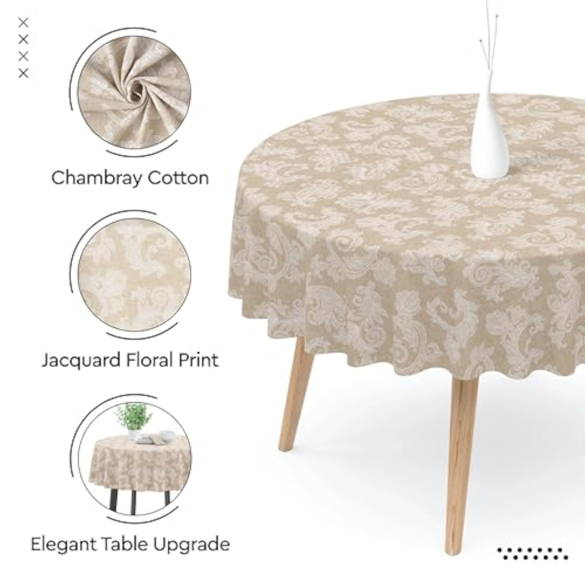 Chambray Cotton Table Cover for 4 Seater