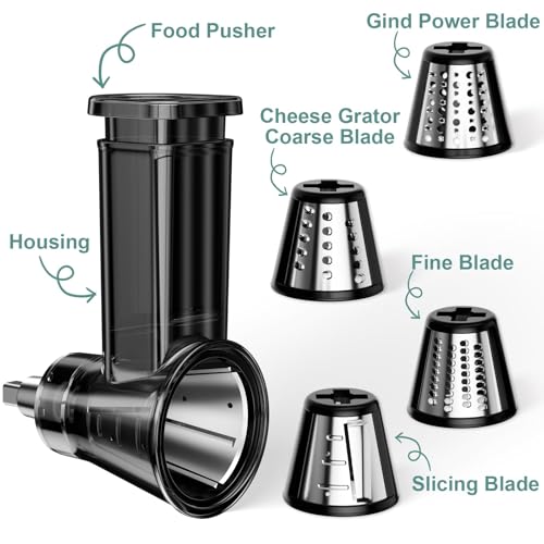 Image of Slicer Shredder Attachment for Kitchenaid Stand Mixer, Salad Machine with Vegetable Slicer, Salad Maker, Food Slicers Cheese Grater Attachments for Kitchenaid Mixer Dishwasher Safe, Black
