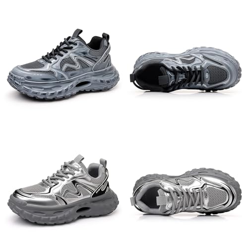 Men's Fashion Breathable Mesh Platform Chunky Lace-Up Sneakers Comfortable Non Slip Y2K Walking Dad Sneakers Workout Sport Work Tennis Shoes2