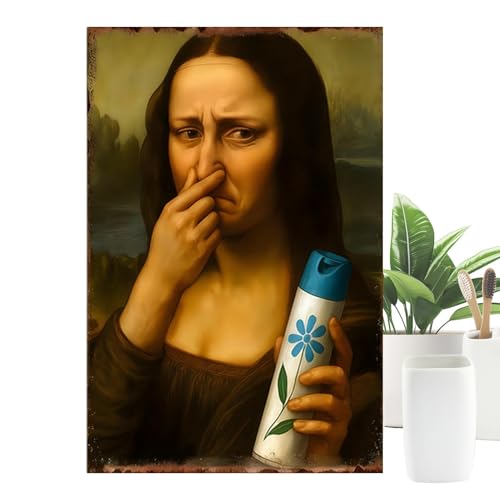 Póster para baño humorístico en lienzo de alta calidad con ilustración cómica para aseos