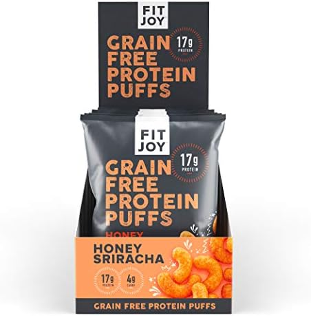FitJoy Keto Protein Puffs, Gluten Free, Grain Free, Corn Free, Soy Free, High Protein, Low Carb Snacks, Honey Sriracha (6 - 1.05oz Snack-Size Bags)