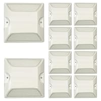10 Stück Reflektierender Markierungsnagel, Parkplatz Markierung Gartenweg Treppen Gelb (weiß - 10 packen)